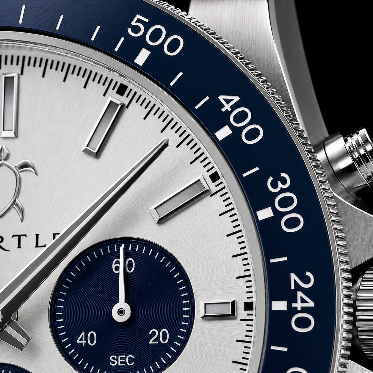 Blue ceramic tachymeter bezel