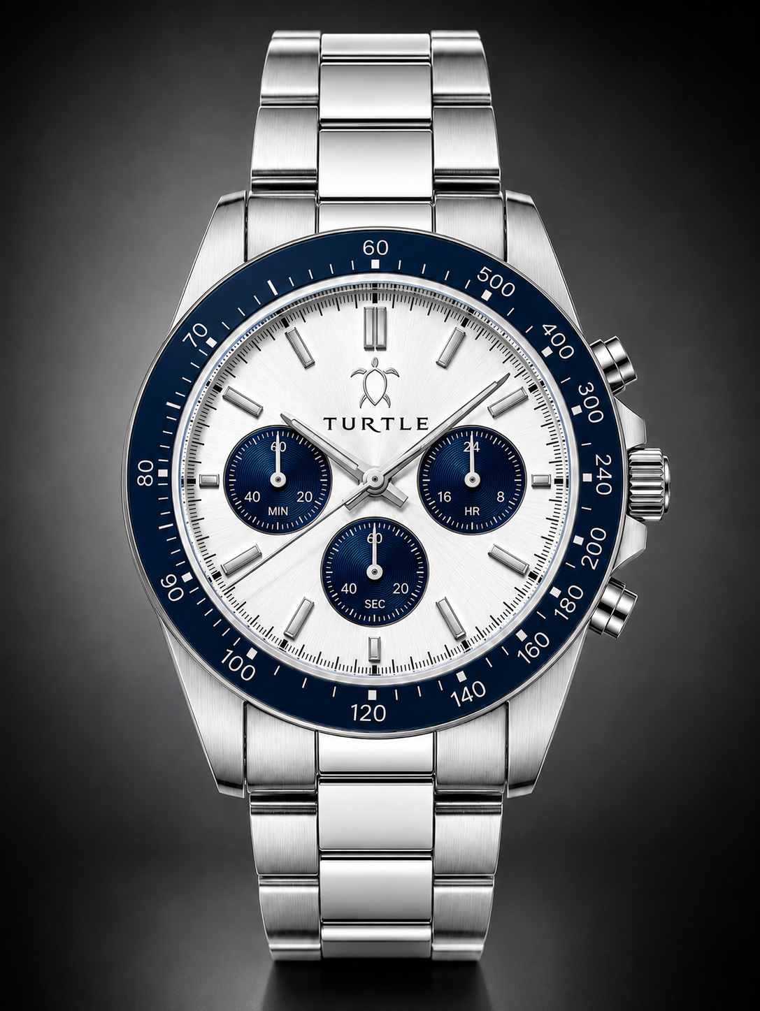 TURTLE Midnight Tide blue-and-white chronograph